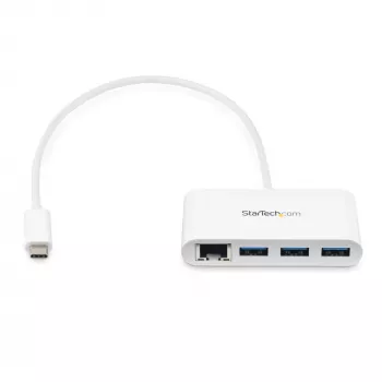 StarTech.com 3 prievadų USB-C centras su Gigabit Ethernet - USB-C į 3x USB-A - USB 3.0 centras - Baltas