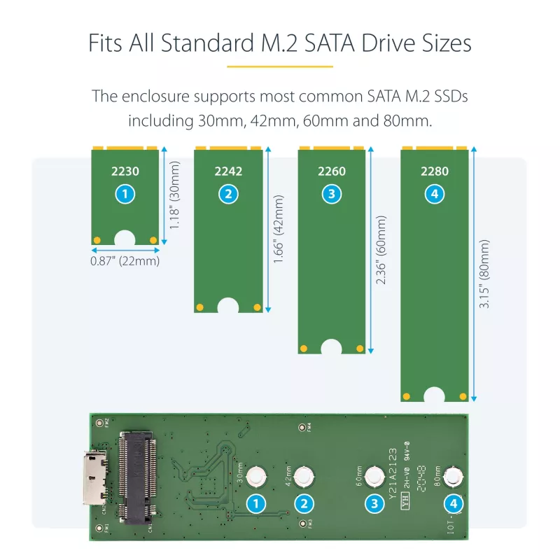StarTech.com SM2NGFFMBU33 išorinis M.2 SATA SSD dėklas su USB 3.0 (5 Gbps) ir UASP palaikymu