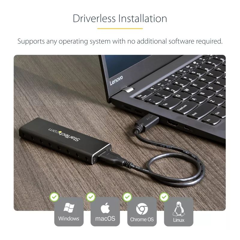 StarTech.com SM2NGFFMBU33 išorinis M.2 SATA SSD dėklas su USB 3.0 (5 Gbps) ir UASP palaikymu