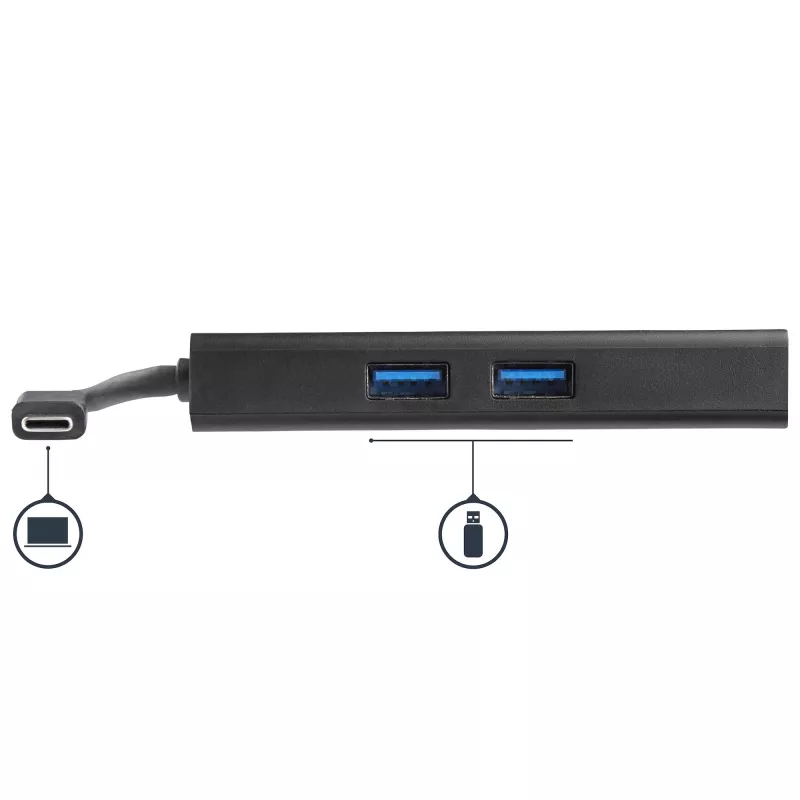 StarTech.com USB-C kelių prievadų adapteris – USB-C kelioninė dokavimo stotelė su 4K HDMI, 60 W galios perdavimu, GbE, 2 prievadų USB-A 3.0 šakotuvu – nešiojamas mini USB-C dokas nešiojamam kompiuteriui