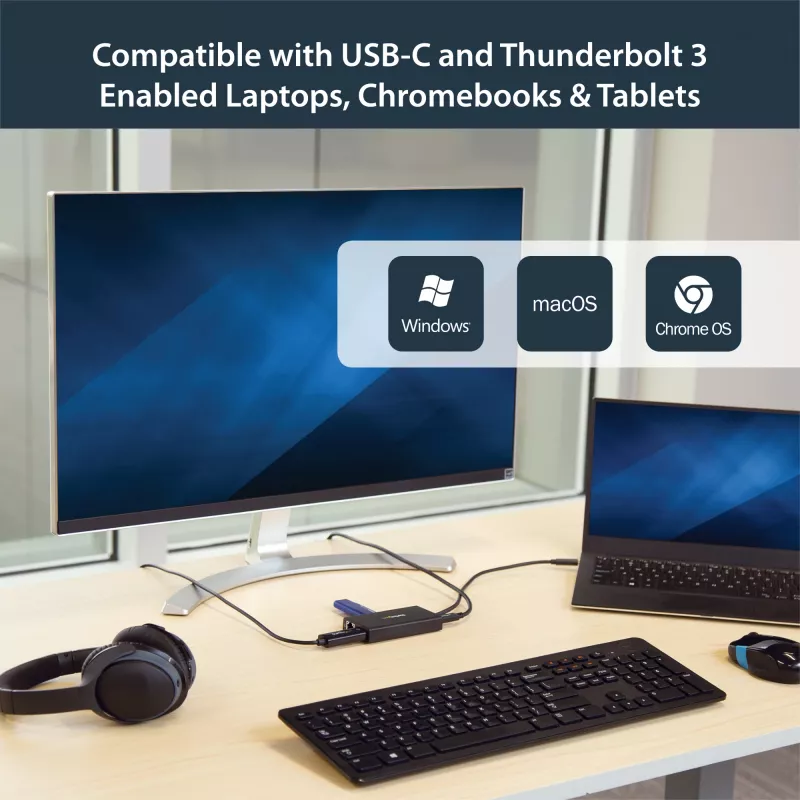StarTech.com USB-C kelių prievadų adapteris – USB-C kelioninė dokavimo stotelė su 4K HDMI, 60 W galios perdavimu, GbE, 2 prievadų USB-A 3.0 šakotuvu – nešiojamas mini USB-C dokas nešiojamam kompiuteriui