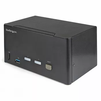 StarTech.com 2 prievadų 3 monitorių DisplayPort KVM jungiklis – 4K 60Hz UHD HDR – darbalaukio DP 1.2 KVM su 2 prievadų USB 3.0 šakotuvu (5Gbps) ir 4x USB 2.0 HID prievadais, garsu, sparčiųjų klavišų perjungimu – TAA