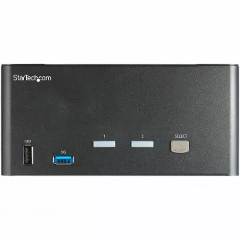 StarTech.com 2 prievadų 3 monitorių DisplayPort KVM jungiklis – 4K 60Hz UHD HDR – darbalaukio DP 1.2 KVM su 2 prievadų USB 3.0 šakotuvu (5Gbps) ir 4x USB 2.0 HID prievadais, garsu, sparčiųjų klavišų perjungimu – TAA