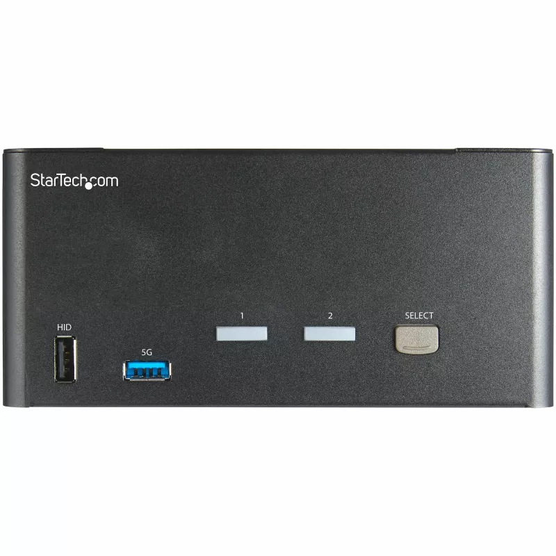 StarTech.com 2 prievadų 3 monitorių DisplayPort KVM jungiklis – 4K 60Hz UHD HDR – darbalaukio DP 1.2 KVM su 2 prievadų USB 3.0 šakotuvu (5Gbps) ir 4x USB 2.0 HID prievadais, garsu, sparčiųjų klavišų perjungimu – TAA