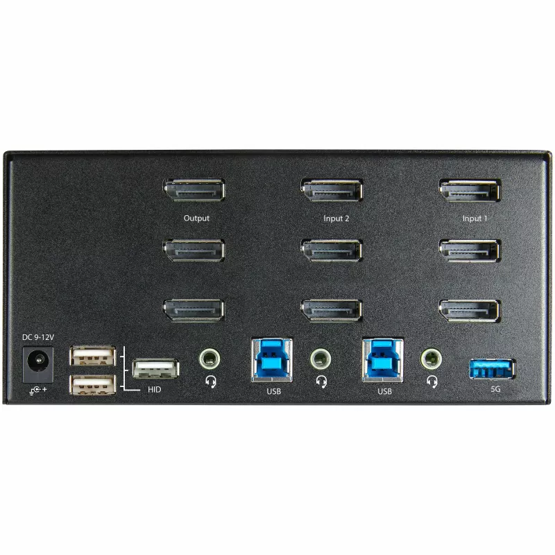 StarTech.com 2 prievadų 3 monitorių DisplayPort KVM jungiklis – 4K 60Hz UHD HDR – darbalaukio DP 1.2 KVM su 2 prievadų USB 3.0 šakotuvu (5Gbps) ir 4x USB 2.0 HID prievadais, garsu, sparčiųjų klavišų perjungimu – TAA
