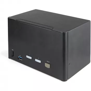 StarTech.com 2 prievadų keturių monitorių DisplayPort KVM jungiklis – 4K 60Hz UHD HDR – stalinis 4K DP 1.2 KVM su 2 prievadų USB 3.0 šakotuvu (5Gbps) ir 4x USB 2.0 HID prievadais, garsu, klavišiniu perjungimu, TAA