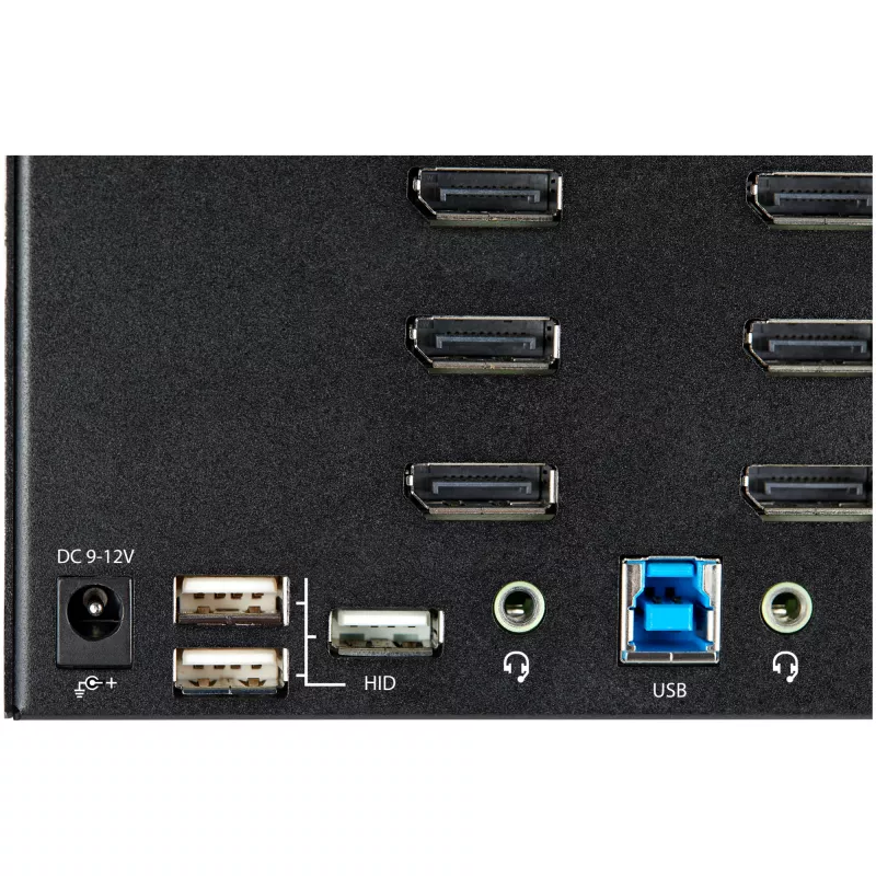 StarTech.com 2 prievadų keturių monitorių DisplayPort KVM jungiklis – 4K 60Hz UHD HDR – stalinis 4K DP 1.2 KVM su 2 prievadų USB 3.0 šakotuvu (5Gbps) ir 4x USB 2.0 HID prievadais, garsu, klavišiniu perjungimu, TAA