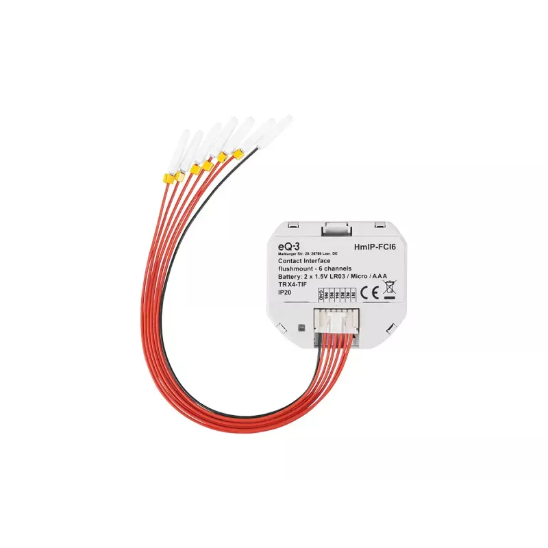Jungiklio sąsaja Homematic IP HmIP-FCI6, balta, mygtukinis valdymas, baterija (AAA), IP20, 48,5×15×53 mm
