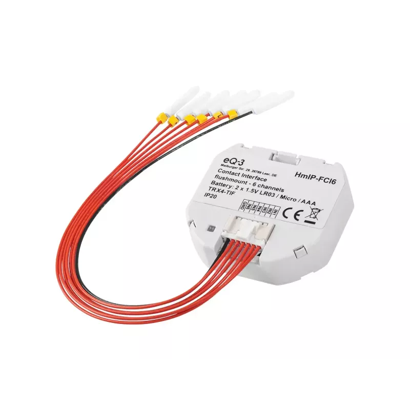 Jungiklio sąsaja Homematic IP HmIP-FCI6, balta, mygtukinis valdymas, baterija (AAA), IP20, 48,5×15×53 mm