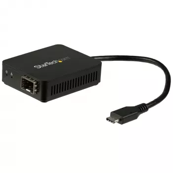 StarTech.com USB-C į šviesolaidžio keitiklis - atvira SFP lizdas, laidinis, USB Type-C, šviesolaidis, 1000 Mbit/s, juoda