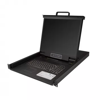 „StarTech.com“ 8 prievadų stovo KVM konsolė su 6 pėdų kabeliais – integruotas KVM jungiklis su 19 colių LCD monitoriumi – pilnai įrengtas 1U LCD KVM stalčius – OSD KVM – patvarus 50 000 MTBF – USB + VGA palaikymas