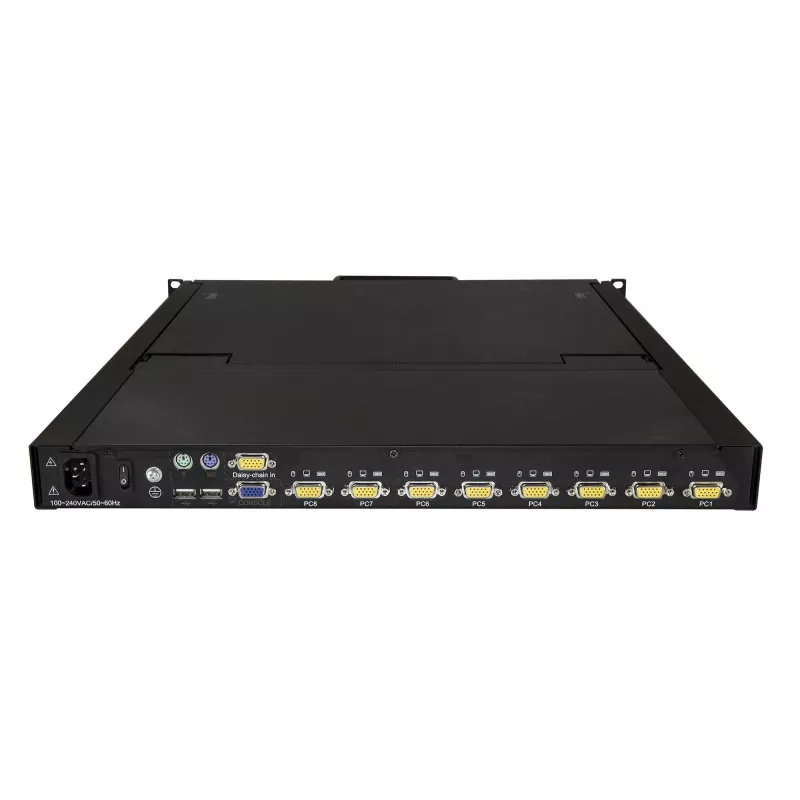 „StarTech.com“ 8 prievadų stovo KVM konsolė su 6 pėdų kabeliais – integruotas KVM jungiklis su 19 colių LCD monitoriumi – pilnai įrengtas 1U LCD KVM stalčius – OSD KVM – patvarus 50 000 MTBF – USB + VGA palaikymas