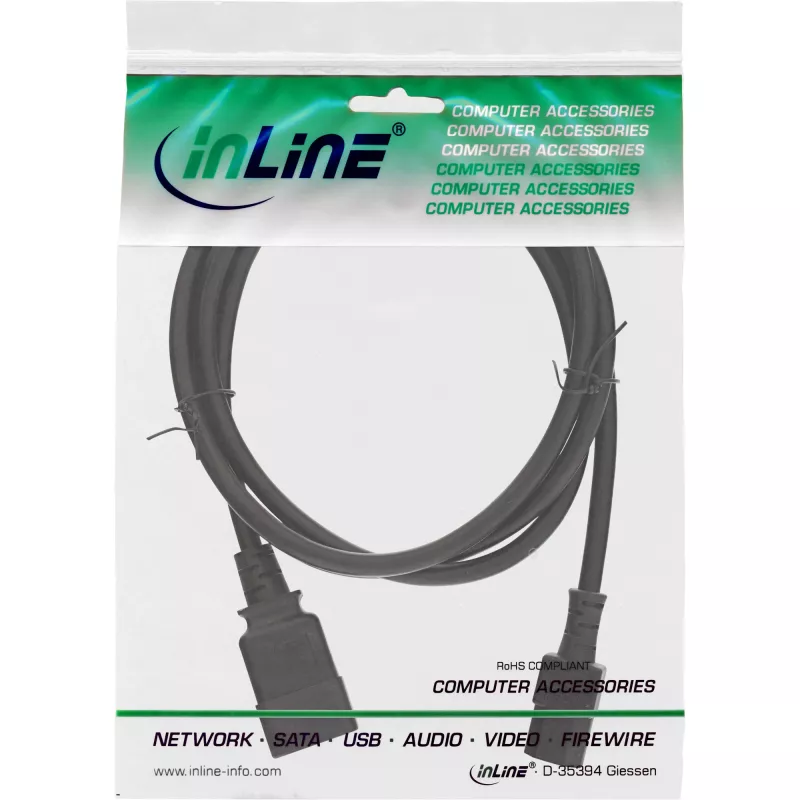 InLine maitinimo adapterio laidas, IEC-60320 C20 į C13, 3x1,5 mm², maks. 10 A, 1 m