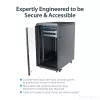 StarTech.com 4-Post 22U Server Rack Cabinet, užrakinama 19 colių duomenų spinta kompiuteriams / AV / IT įrangai, biuro / namų tinklo stovas su ratukais ir reguliuojamais montavimo bėgeliais