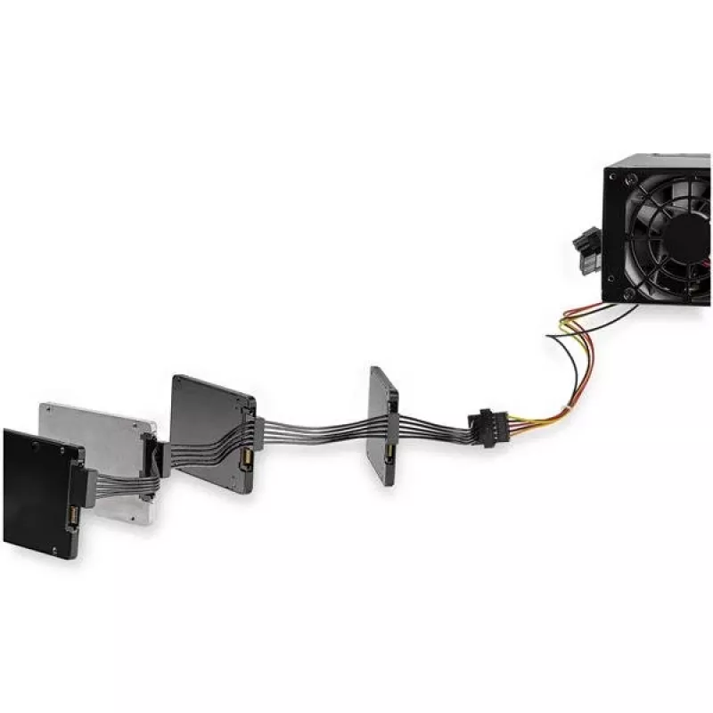 StarTech.com 4x SATA maitinimo šakotuvas, SATA 15 kontaktų, 4 x SATA, 0.4 m, Kištukas, Lizdas, Juoda