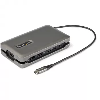 StarTech.com USB-C kelių prievadų adapteris - USB-C į 4K 60Hz HDMI 2.0 - 2 prievadų 10Gbps USB šakotuvas - 100W maitinimo perdavimas - GbE - SD/MicroSD - USB-C mini dokas - 25 cm kabelis