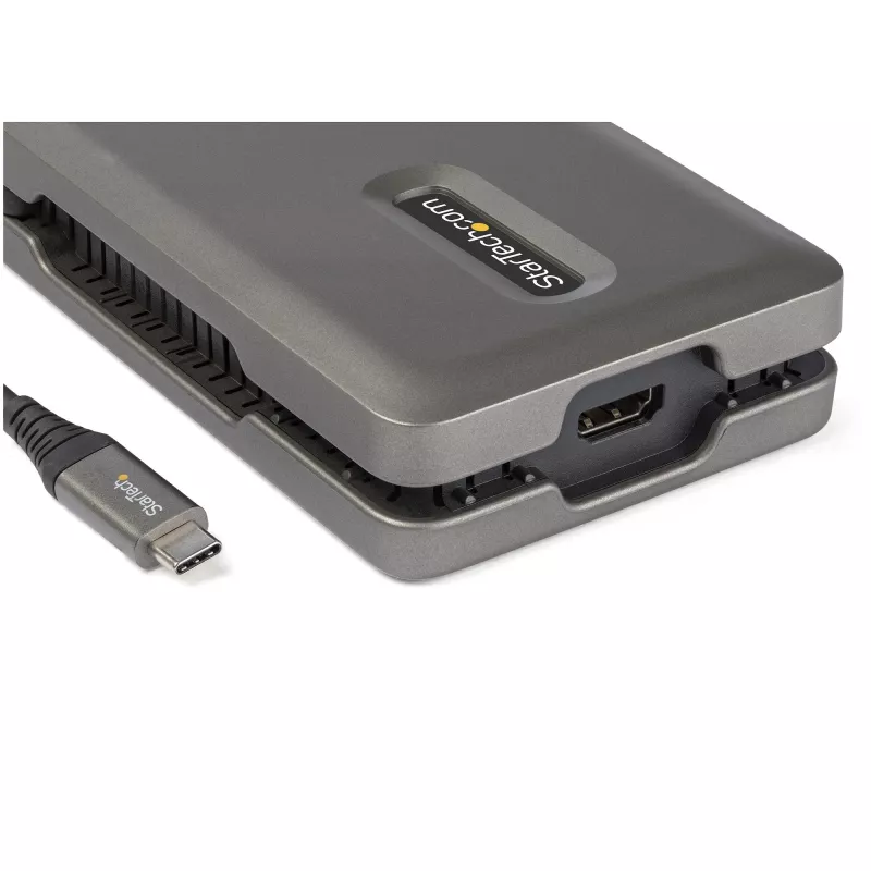 StarTech.com USB-C kelių prievadų adapteris - USB-C į 4K 60Hz HDMI 2.0 - 2 prievadų 10Gbps USB šakotuvas - 100W maitinimo perdavimas - GbE - SD/MicroSD - USB-C mini dokas - 25 cm kabelis