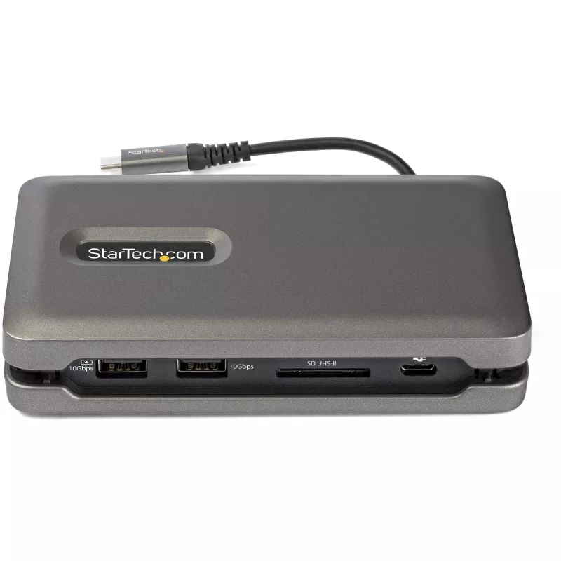 StarTech.com USB-C kelių prievadų adapteris - USB-C į 4K 60Hz HDMI 2.0 - 2 prievadų 10Gbps USB šakotuvas - 100W maitinimo perdavimas - GbE - SD/MicroSD - USB-C mini dokas - 25 cm kabelis