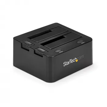 StarTech.com SDOCK2U33 Dviejų lizdų USB 3.0 į SATA kietųjų diskų dokavimo stotelė, išorinis 2,5/3,5 colio SATA I/II/III SSD/HDD dokas, karšto keitimo lizdai, viršutinis įdėjimas