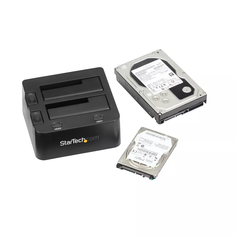 StarTech.com SDOCK2U33 Dviejų lizdų USB 3.0 į SATA kietųjų diskų dokavimo stotelė, išorinis 2,5/3,5 colio SATA I/II/III SSD/HDD dokas, karšto keitimo lizdai, viršutinis įdėjimas