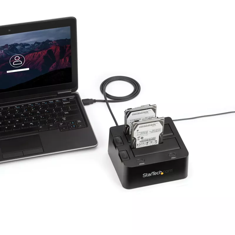 StarTech.com SDOCK2U33 Dviejų lizdų USB 3.0 į SATA kietųjų diskų dokavimo stotelė, išorinis 2,5/3,5 colio SATA I/II/III SSD/HDD dokas, karšto keitimo lizdai, viršutinis įdėjimas