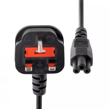 StarTech.com PXTNB3SUK2M 2 m maitinimo laidas, BS 1363 – C5 (dobilinis lapas), 2,5 A, 250 V, 18 AWG