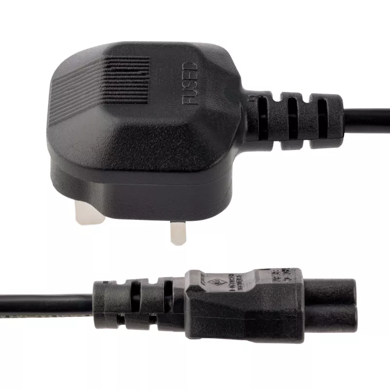 StarTech.com PXTNB3SUK2M 2 m maitinimo laidas, BS 1363 – C5 (dobilinis lapas), 2,5 A, 250 V, 18 AWG