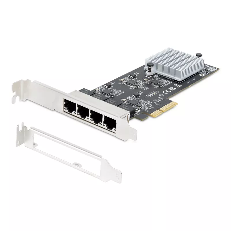 StarTech.com 4 prievadų 2,5 Gb/s NBASE-T PCIe tinklo plokštė, Intel I225-V, keturių prievadų kompiuterio tinklo plokštė, kelių gigabitų NIC, PCI Express serverio LAN plokštė, darbalaukio Ethernet sąsaja