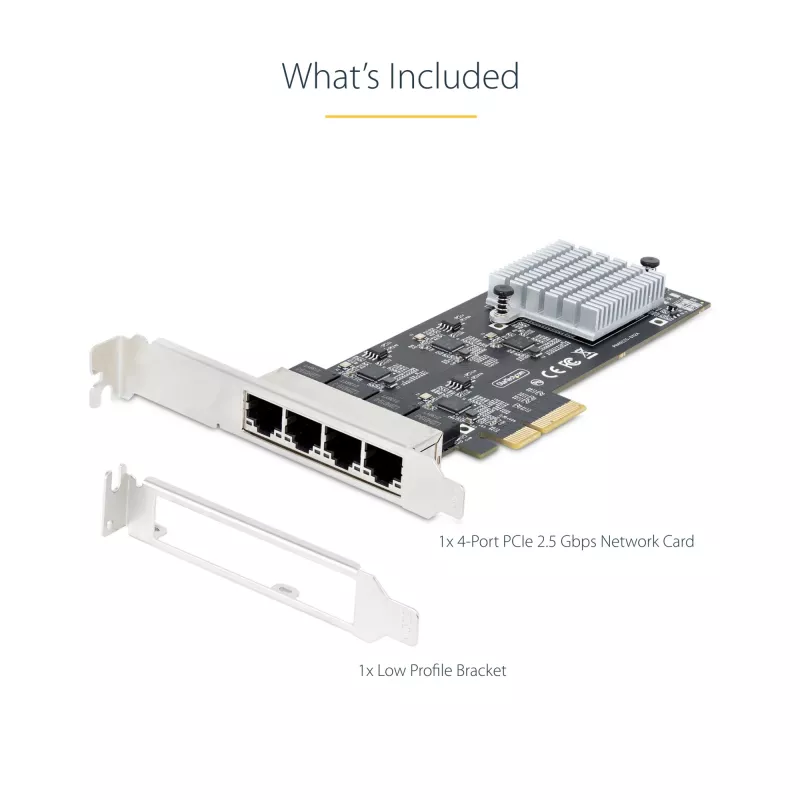 StarTech.com 4 prievadų 2,5 Gb/s NBASE-T PCIe tinklo plokštė, Intel I225-V, keturių prievadų kompiuterio tinklo plokštė, kelių gigabitų NIC, PCI Express serverio LAN plokštė, darbalaukio Ethernet sąsaja