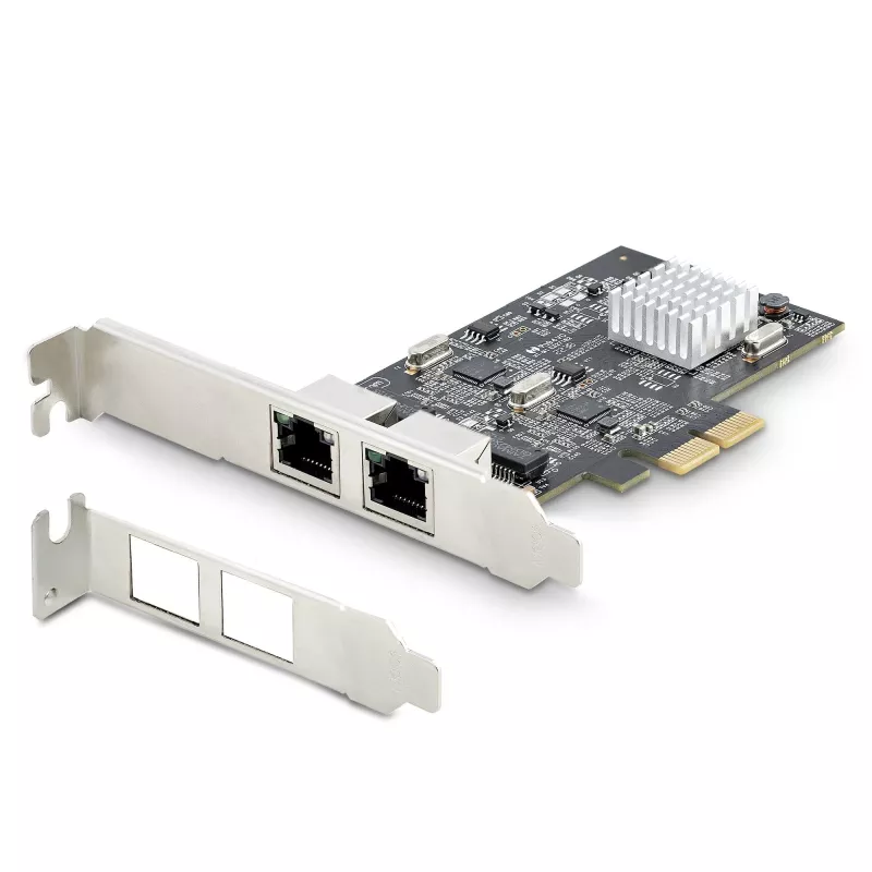 StarTech.com 2 prievadų 2,5 Gbps NBASE-T PCIe tinklo plokštė su Intel I225-V, dviejų prievadų kompiuterio tinklo plokštė, kelių gigabitų NIC, PCI Express serverio LAN plokštė, darbalaukio Ethernet sąsaja