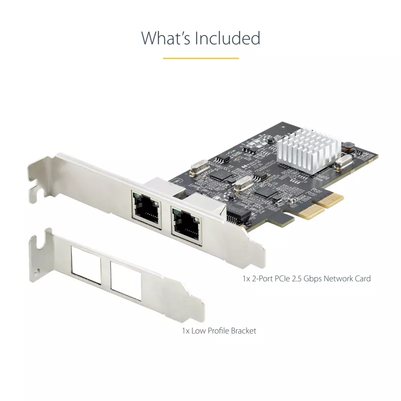 StarTech.com 2 prievadų 2,5 Gbps NBASE-T PCIe tinklo plokštė su Intel I225-V, dviejų prievadų kompiuterio tinklo plokštė, kelių gigabitų NIC, PCI Express serverio LAN plokštė, darbalaukio Ethernet sąsaja
