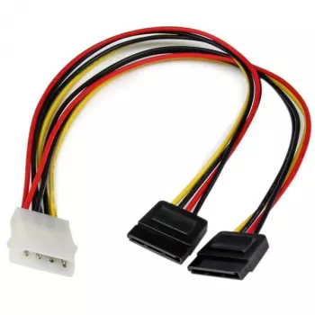 StarTech.com 12 colių LP4 į 2x SATA maitinimo Y adapteris, Molex (4 kontaktų), 2 x SATA 15 kontaktų, 0,304 m, Vyriškas, Tiesus