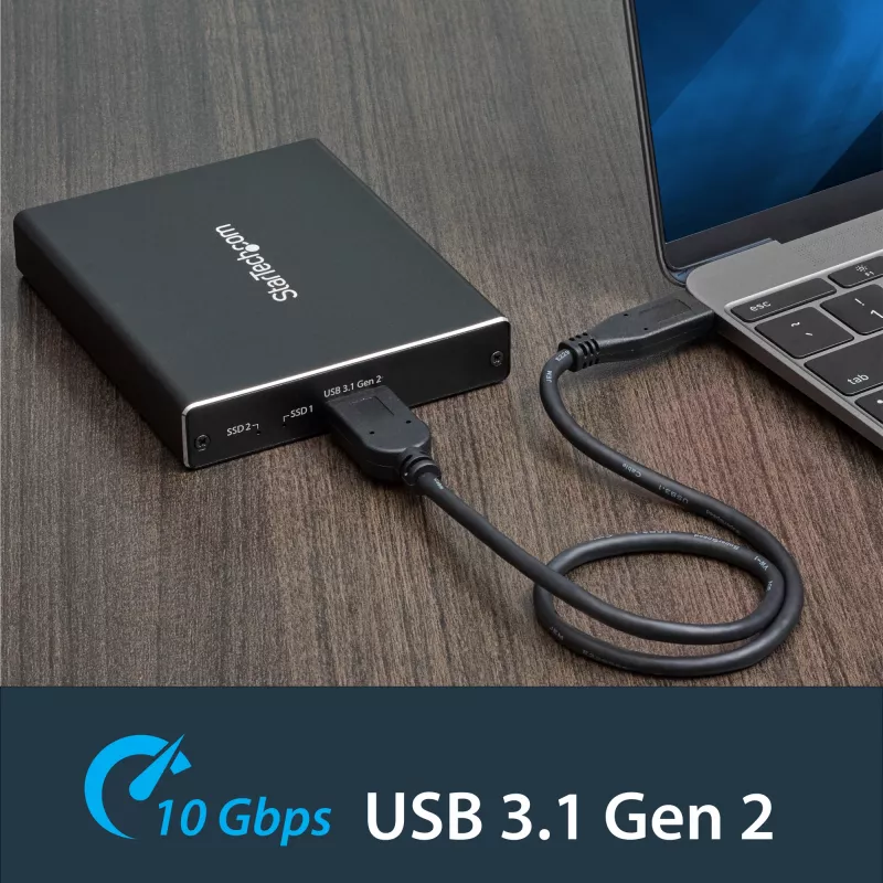 StarTech.com Dviejų lizdų M.2 SATA SSD dėklas su USB 3.1 (10 Gbps) ir RAID