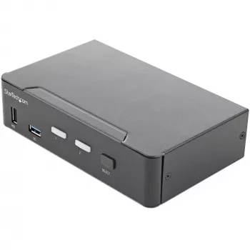 StarTech.com 2 prievadų HDMI KVM jungiklis - vienas monitorius 4K 60Hz Ultra HD HDR - stalinis HDMI 2.0 KVM jungiklis su 2 prievadų USB 3.0 šakotuvu (5Gbps) ir 4x USB 2.0 HID, garsu, karštųjų klavišų perjungimu - TAA