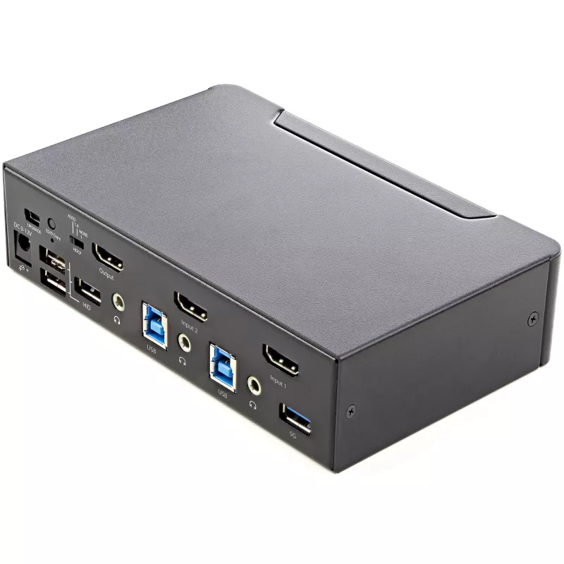 StarTech.com 2 prievadų HDMI KVM jungiklis - vienas monitorius 4K 60Hz Ultra HD HDR - stalinis HDMI 2.0 KVM jungiklis su 2 prievadų USB 3.0 šakotuvu (5Gbps) ir 4x USB 2.0 HID, garsu, karštųjų klavišų perjungimu - TAA
