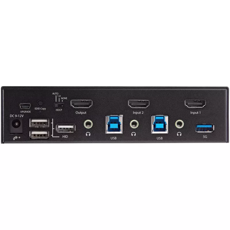 StarTech.com 2 prievadų HDMI KVM jungiklis - vienas monitorius 4K 60Hz Ultra HD HDR - stalinis HDMI 2.0 KVM jungiklis su 2 prievadų USB 3.0 šakotuvu (5Gbps) ir 4x USB 2.0 HID, garsu, karštųjų klavišų perjungimu - TAA