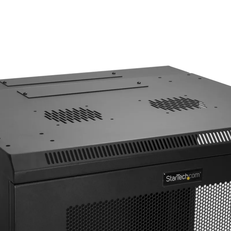 StarTech.com 4-Post 12U sieninis tinklo spintos korpusas su 1U lentyna, 19 colių šarnyrinis sieninis serverių stovas duomenų / AV / elektronikos / kompiuterių įrangai, lankstus ventiliuojamas stovo gaubtas