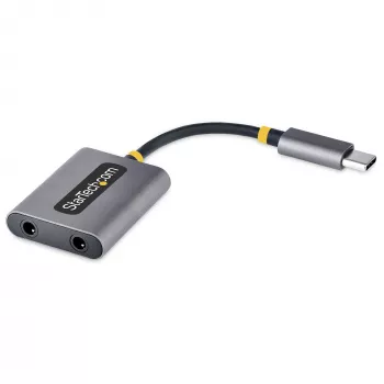StarTech.com USB-C ausinių skirstytuvas, USB Type C dviejų ausinių adapteris su mikrofono įvestimi, USB C į 3,5 mm garso adapterį/ausinių lizdą, USB C į garso lizdą/Aux išvestį, 24 bitų DAC