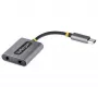 StarTech.com USB-C ausinių skirstytuvas, USB Type C dviejų ausinių adapteris su mikrofono įvestimi, USB C į 3,5 mm garso adapterį/ausinių lizdą, USB C į garso lizdą/Aux išvestį, 24 bitų DAC
