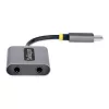 StarTech.com USB-C ausinių skirstytuvas, USB Type C dviejų ausinių adapteris su mikrofono įvestimi, USB C į 3,5 mm garso adapterį/ausinių lizdą, USB C į garso lizdą/Aux išvestį, 24 bitų DAC