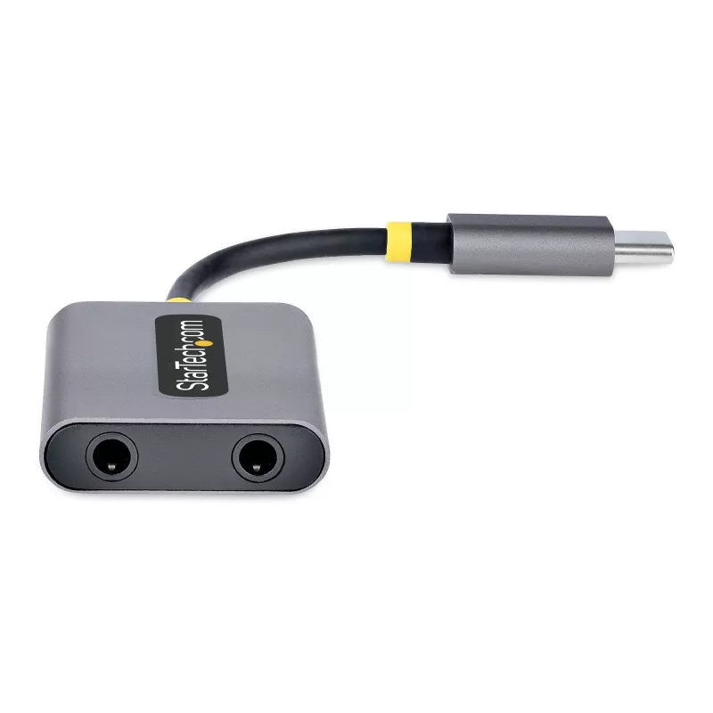 StarTech.com USB-C ausinių skirstytuvas, USB Type C dviejų ausinių adapteris su mikrofono įvestimi, USB C į 3,5 mm garso adapterį/ausinių lizdą, USB C į garso lizdą/Aux išvestį, 24 bitų DAC