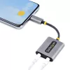 StarTech.com USB-C ausinių skirstytuvas, USB Type C dviejų ausinių adapteris su mikrofono įvestimi, USB C į 3,5 mm garso adapterį/ausinių lizdą, USB C į garso lizdą/Aux išvestį, 24 bitų DAC