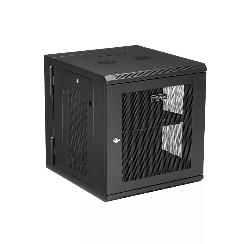 StarTech.com 4 stulpų 12U sieninis tinklo spintos korpusas su 1U lentyna, 19 colių vyriais tvirtinamas serverio stovas duomenų / AV / elektronikos / kompiuterių įrangai, lankstus ventiliuojamas stovo gaubtas