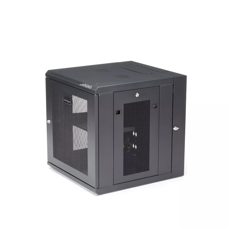 StarTech.com 4 stulpų 12U sieninis tinklo spintos korpusas su 1U lentyna, 19 colių vyriais tvirtinamas serverio stovas duomenų / AV / elektronikos / kompiuterių įrangai, lankstus ventiliuojamas stovo gaubtas