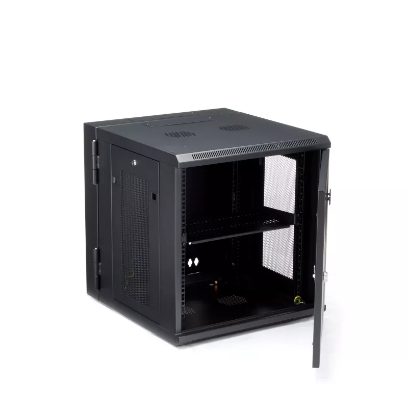 StarTech.com 4 stulpų 12U sieninis tinklo spintos korpusas su 1U lentyna, 19 colių vyriais tvirtinamas serverio stovas duomenų / AV / elektronikos / kompiuterių įrangai, lankstus ventiliuojamas stovo gaubtas