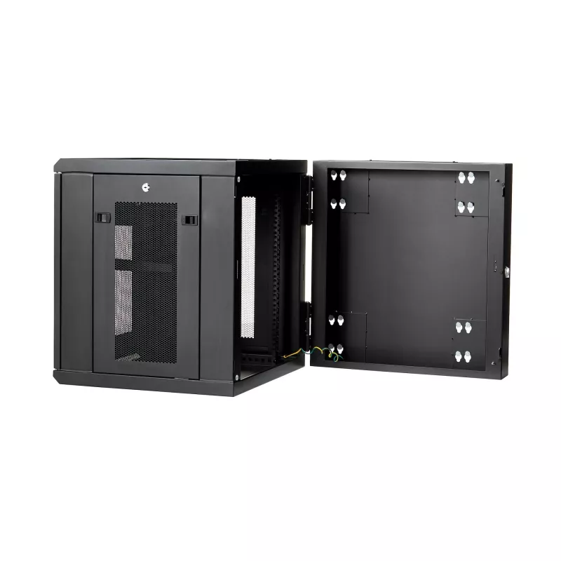 StarTech.com 4 stulpų 12U sieninis tinklo spintos korpusas su 1U lentyna, 19 colių vyriais tvirtinamas serverio stovas duomenų / AV / elektronikos / kompiuterių įrangai, lankstus ventiliuojamas stovo gaubtas