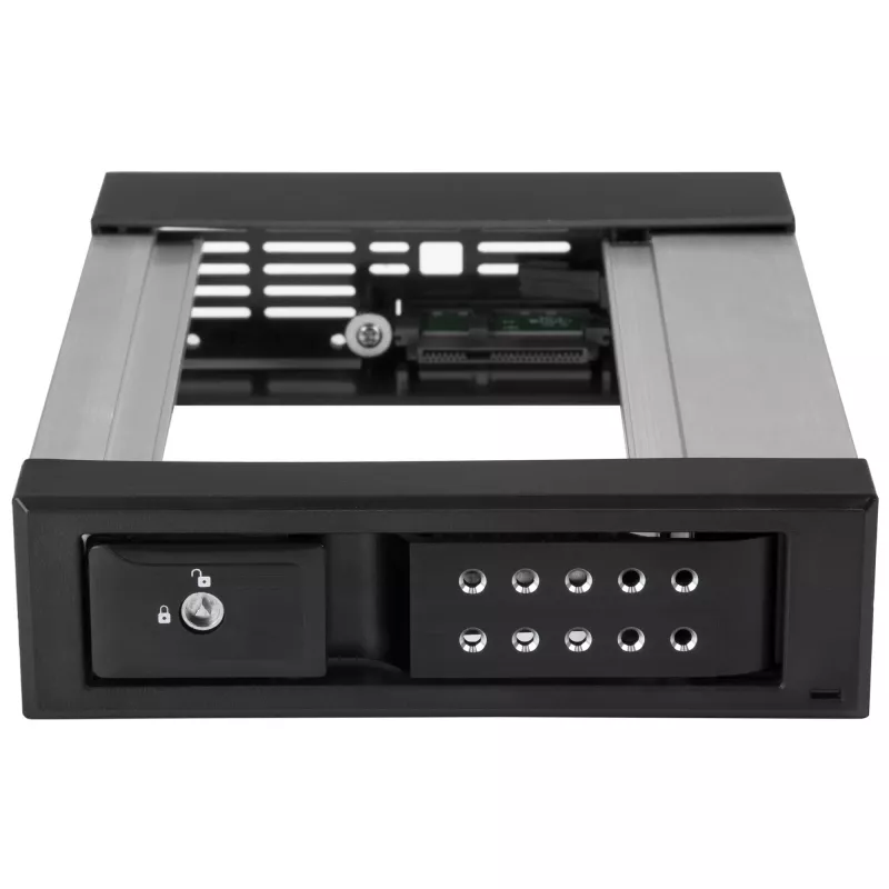 StarTech.com 5.25 į 3.5 kietojo disko karšto keitimo lizdas – 3,5 colio SATA/SAS diskams – be dėklo – aliuminis