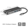 StarTech.com USB-C kelių prievadų adapteris, nešiojamas USB-C dokas su 4K HDMI, 2 prievadų USB 3.0 šakotuvu, SD/SDHC kortelių skaitytuvu, Gigabit Ethernet, 60W PD perdavimu – USB Type-C / Thunderbolt 3