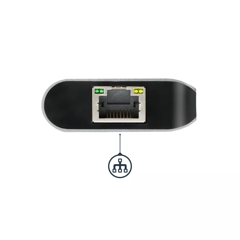 StarTech.com USB-C kelių prievadų adapteris, nešiojamas USB-C dokas su 4K HDMI, 2 prievadų USB 3.0 šakotuvu, SD/SDHC kortelių skaitytuvu, Gigabit Ethernet, 60W PD perdavimu – USB Type-C / Thunderbolt 3