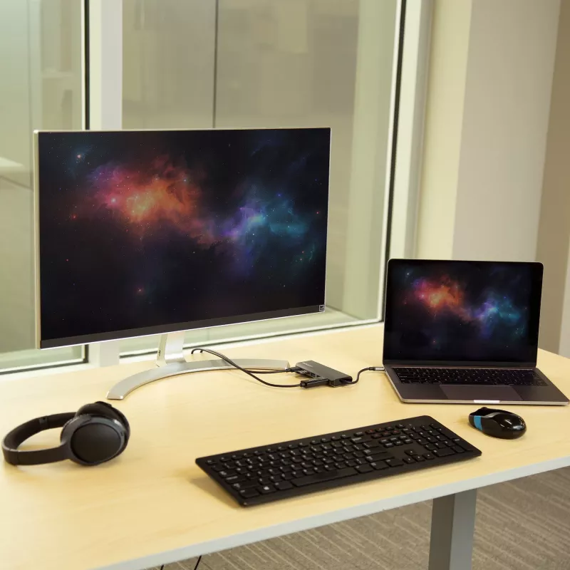 StarTech.com USB-C kelių prievadų adapteris, nešiojamas USB-C dokas su 4K HDMI, 2 prievadų USB 3.0 šakotuvu, SD/SDHC kortelių skaitytuvu, Gigabit Ethernet, 60W PD perdavimu – USB Type-C / Thunderbolt 3